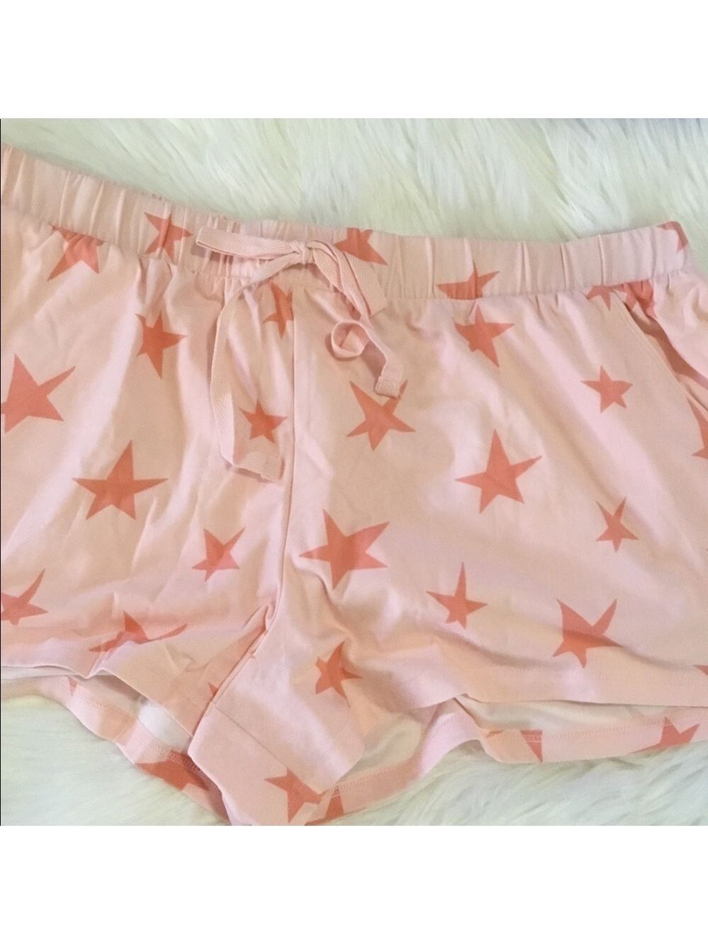 SO 3X pink with coral stars pajama shorts with pockets - Picture 7 of 11